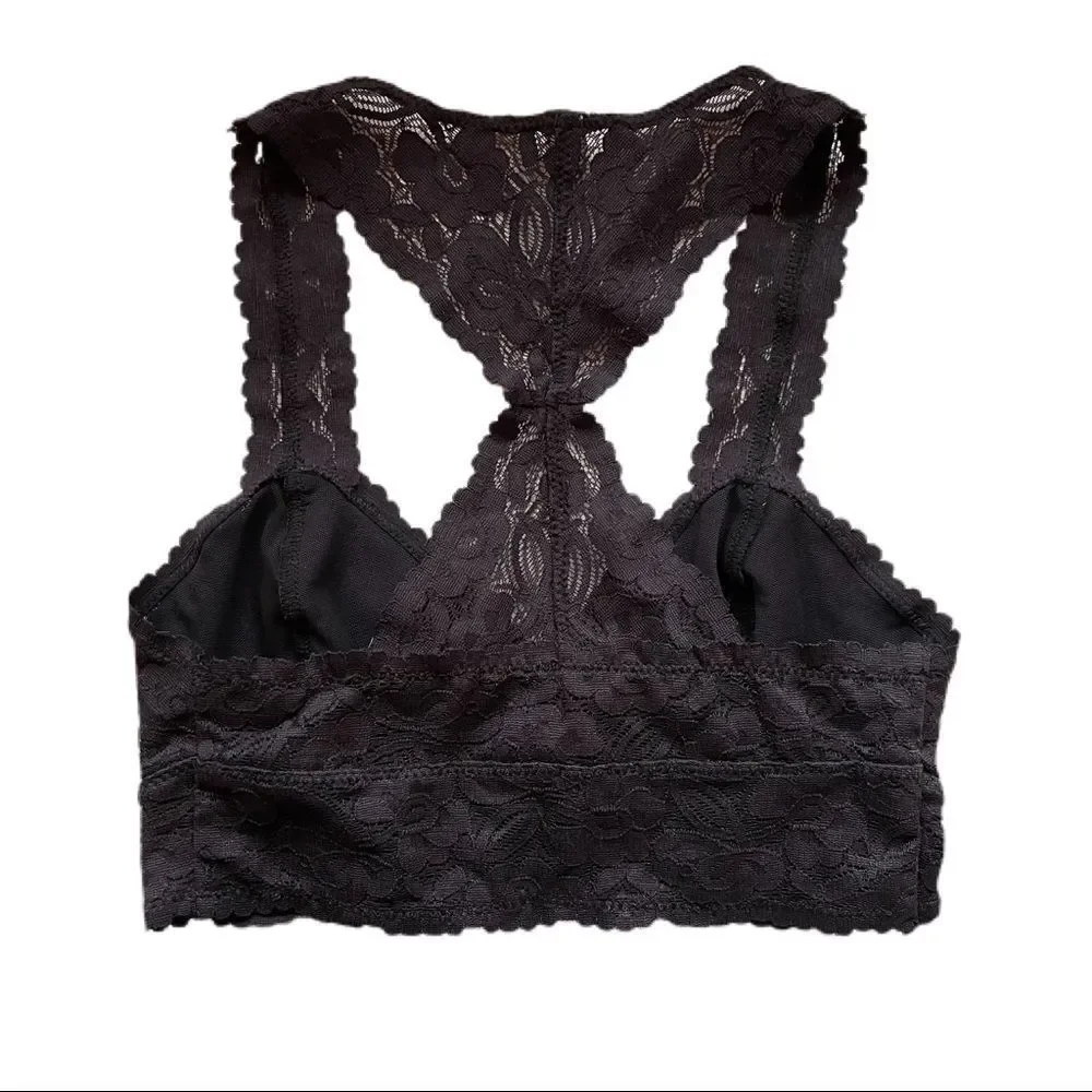 NWT Intimately Free People Galloon Lace Racerback Black Bralette - Picture 6 of 7